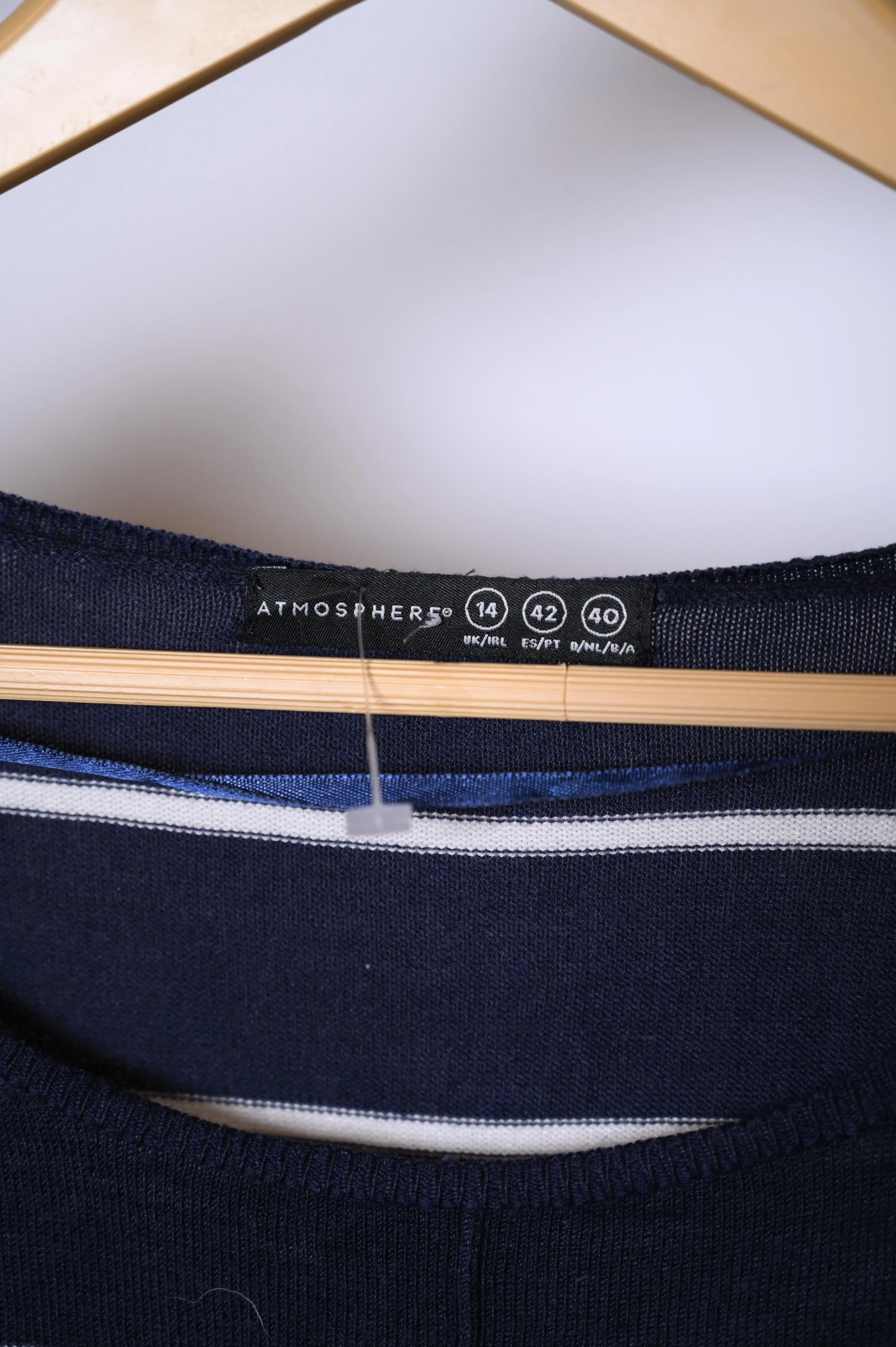 Atmosphere Medium Blue and Off White Striped Sweatshirt